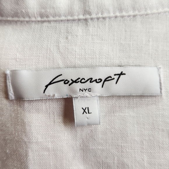 FOXCROFT NYC Womens White 100% Linen Button Down Shirt Sz XL - Picture 2 of 9